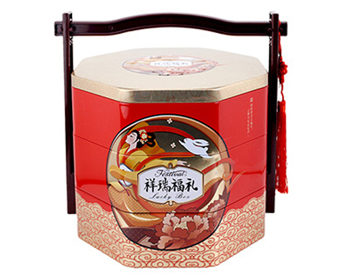 三層六邊形月餅鐵盒 三層六邊形月餅鐵盒